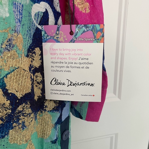 Claire Desjardins 3/4 Sleeve Button blouse w/ frill collar “A llittle Sparkle” - Picture 4 of 8